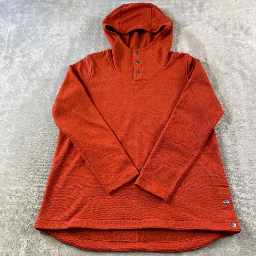 The North Face Knit Stitch Fleece Pullover Womens Large Orange Snap Henley Fall